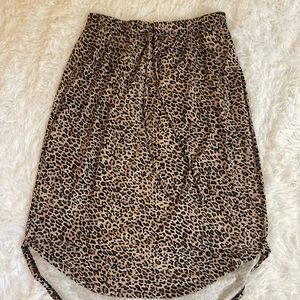 Shein Leopard Print High Low Bodycon Midi Skirt